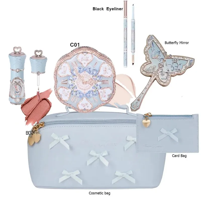Flowerknows All In One Mackup Set Confezione regalo Flower Knows Glitter Eye Shadow Palette Fard Rossetto lucido a lunga tenuta con borsa — image 4