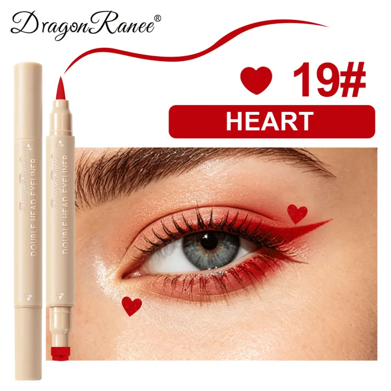 2-in-1-Eyeliner mit doppelseitigem Stempelsiegel, schnell trocknend, wasserfest und schweißfest, verwischt nicht leicht, bunter Augen-Make-up-Eyeliner