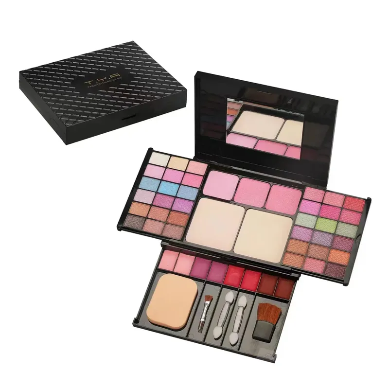 Makeup presentset för kvinnor komplett kit allt i ett smink ögonbrynspulver läppstift läppglansborste Shimmer Glitter ögonskuggspalett — image 5
