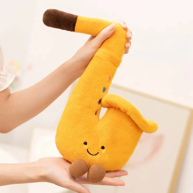 Musical Instrument Plush Toy Stuffed Kawaii Adorable Saxophone Bass White Piano Humanoid Doll with Legs Decor Gift — image 3