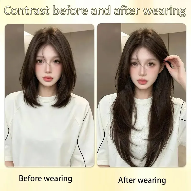Synthetic High-layer Inward Curl Wig Extensions One-Piece Ultra-thin Invisible Hair Extension For Girl Party Halloween Christmas — image 4