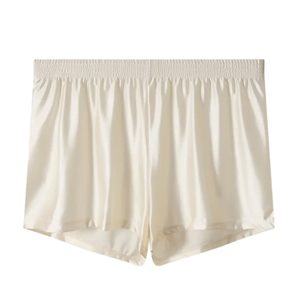 1pc hommes glace soie lisse solide Boxer Shorts culottes L-3XL grande taille vêtements de nuit amples sous-vêtements troncs sans couture confortable vêtements de nuit