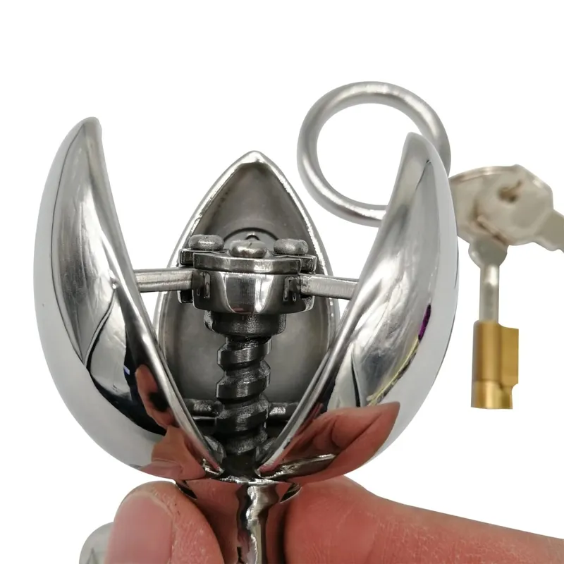 Stainless Steel Anal Lock Anal Vaginal Dilator Openable Anal Plugs Heavy Anus Beads Lock Sex Toys Adult Game 096