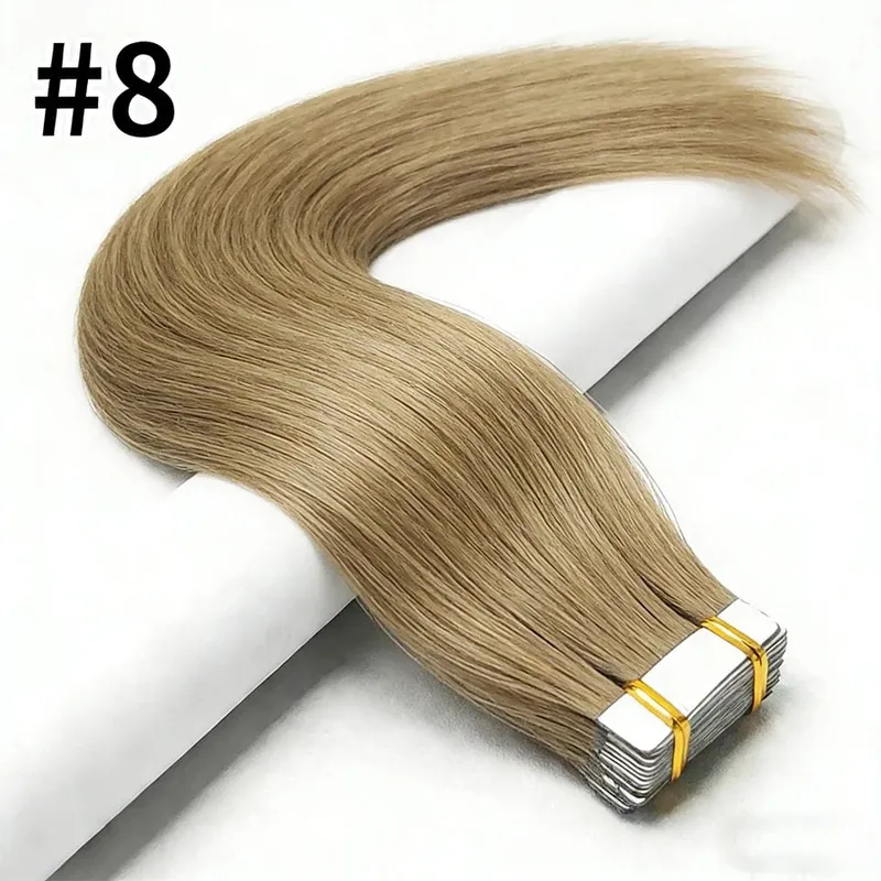 Natural Color Tape In Hair Extensions Virgin Human Hair Silk Straight Invisible Tape On Extensions Color #4 for Women 50G 20pcs — image 9