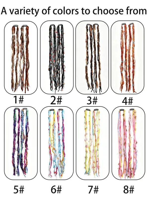 Colorful Hand Woven Braiding Extensions Hair Clip In Synthetic Wig Dreadlock Hair Pieces Hair Accessories for Women Daily Party — image 7