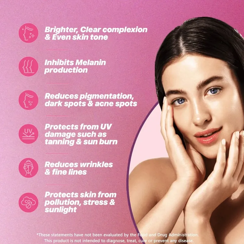 Skin Whitening Pill Skin Lightening Pills - 5000mcg Glutathione Supplement Dark Spots Melasma & Acne Scar Remover 60 Capsules — image 3