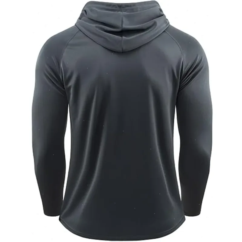 Men's Long Sleeve Hoodies Sun Protection Shirts Solid Quick Dry T-shirt Mens Bodybuilding Fitness Muscle Sportwear Gym Clothing — image 5