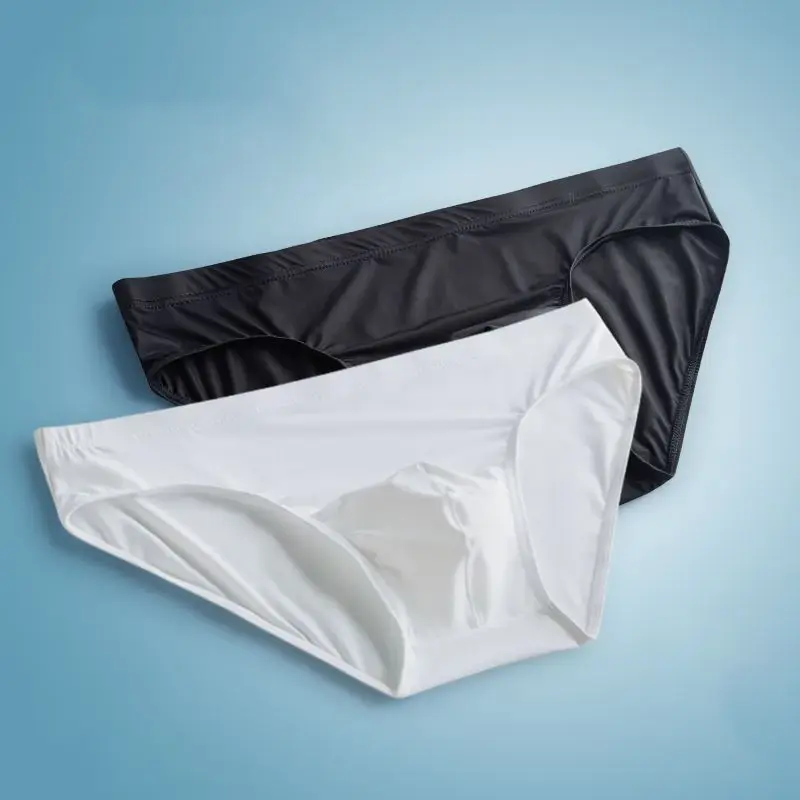2 Chiếc Túi Lớn Nylon Nam Quần Lót Quần Sịp Ice Silk Nam Liền Mạch Quần Lót Eo Thấp Quần Lót Mỏng Plus Kích Thước — image 2