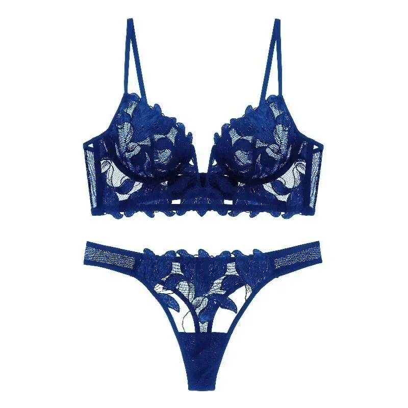 Women Lace Lingerie Set Elegant Sexy Bra Set See Through Underwear Ventilate Ladies Bra and Panty Set — image 6