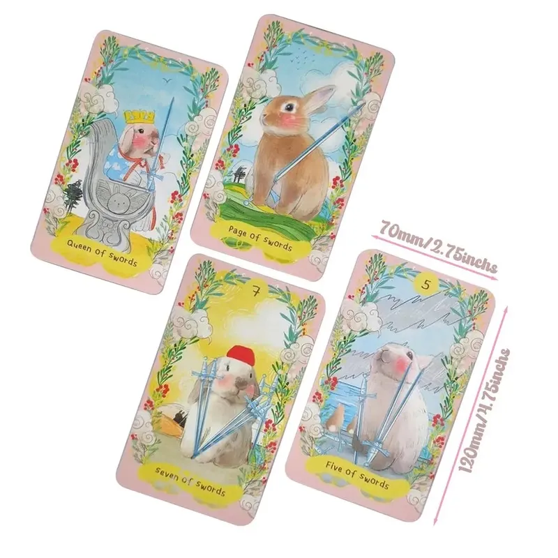 Chubby Bunny Tarot 12*7cm A 78-card Deck Featuring Cute Bunnies 2.75 X 4.75'' Packaging Rigid Box