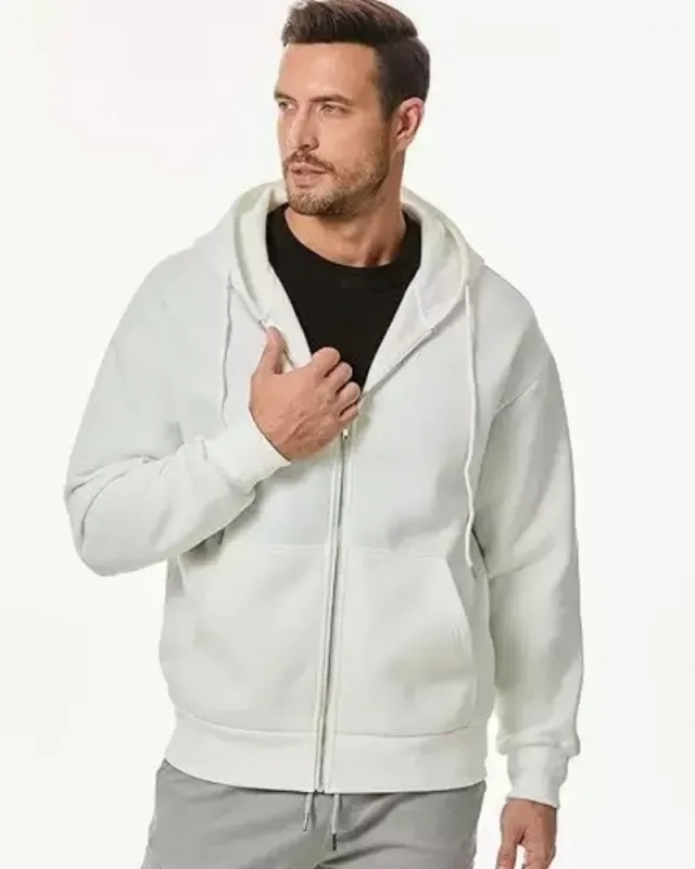 Men's Long Sleeve Zipper Hoodie Autumn Winter Fashion Casual Loose Fit Sweatshirt Sportswear Male Outfit — image 3