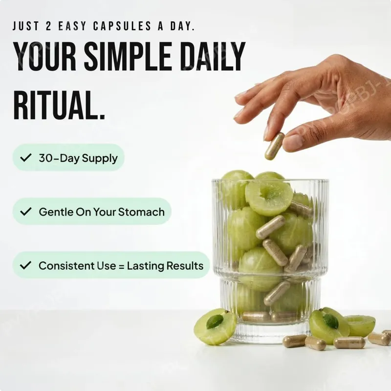 Amla Fruit Extract 1000mg Capsules Superfruit Supplement Energy Support 60 Capsules 30 Servings Vegan Non-GMO Gluten Free — image 6