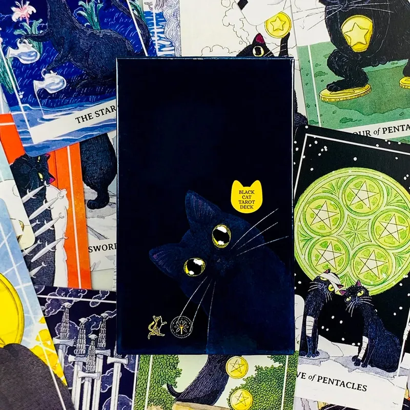 New Black Cat Tarot Deck 78PCS Cat-Themed Tarot Cards Meditation Divination Edition Deck Borad Game Party Games For Cat Lovers — image 3