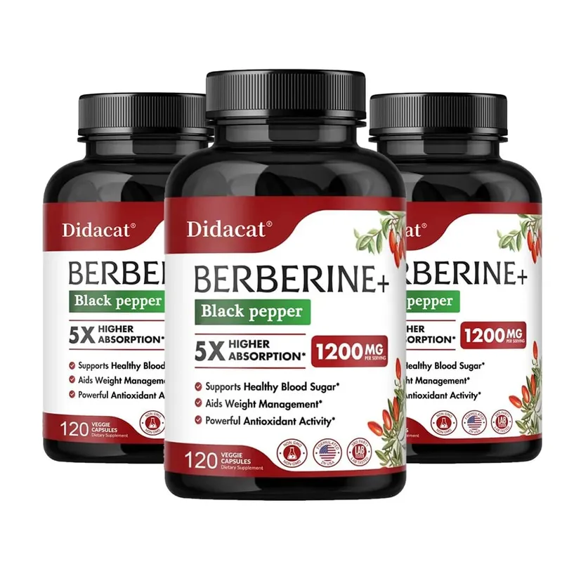 1200 mg Premium-Berberin-Ergänzungskapseln unterstützen das Immunsystem, Herz-Kreislauf, Herz und Magen-Darm-Wohlbefinden