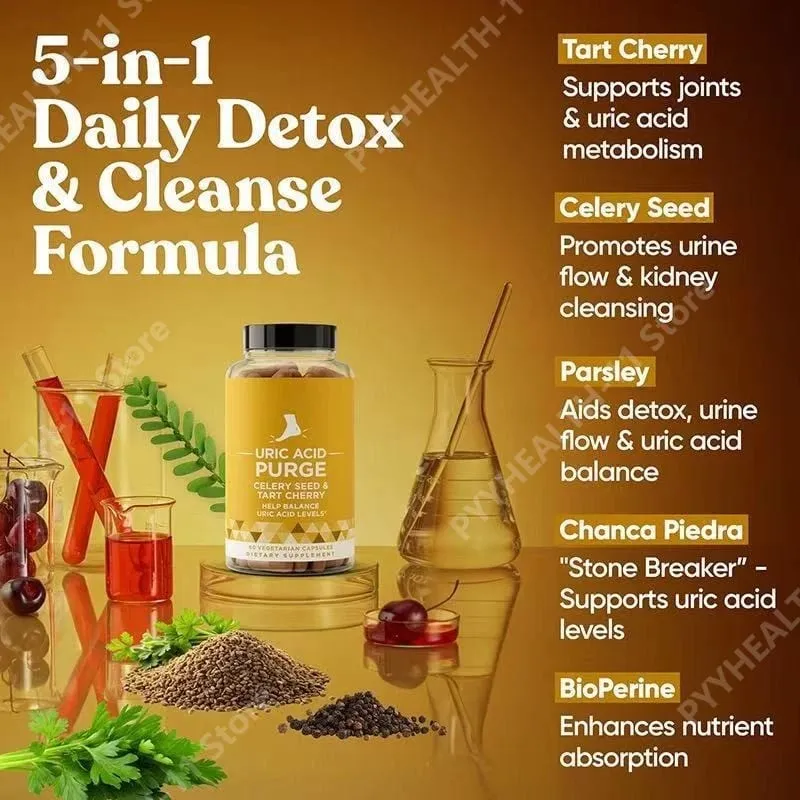 Plant-Based Antioxidant Capsules with Tart Cherry & Celery Seed Cleanse 5-in-1 Formula Daily Wellness Support 60 Capsules