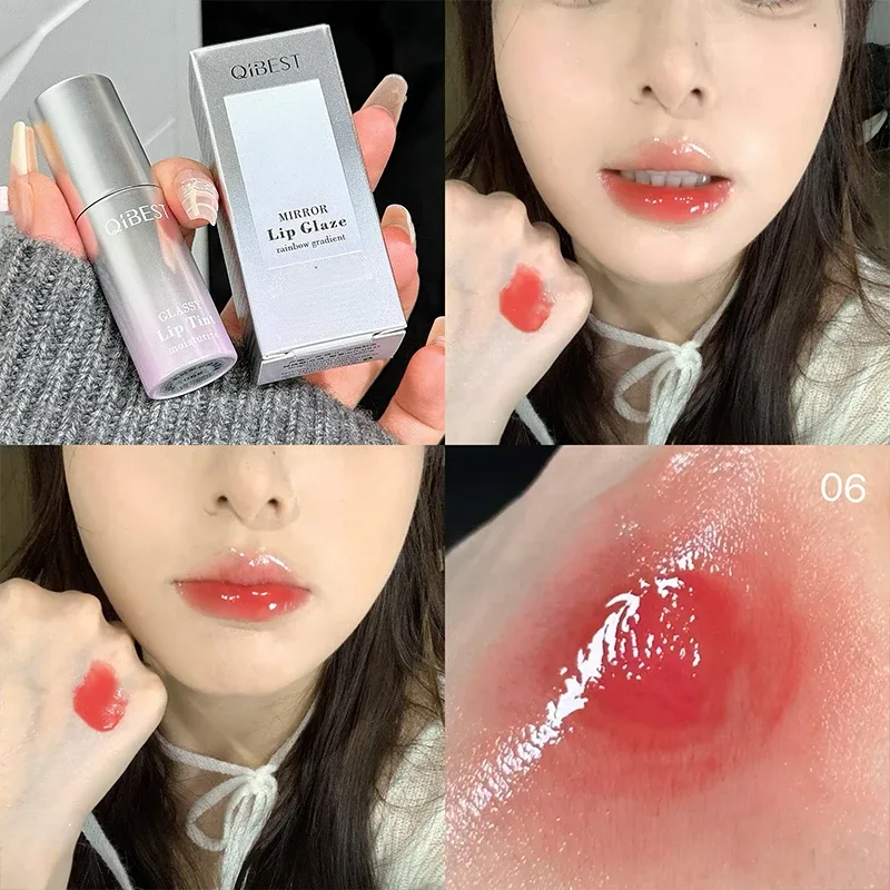 Brilho labial espelhado aquoso, hidratante de longa duração, fácil de usar, esmalte labial, hidratante, sexy, vermelho, maquiagem