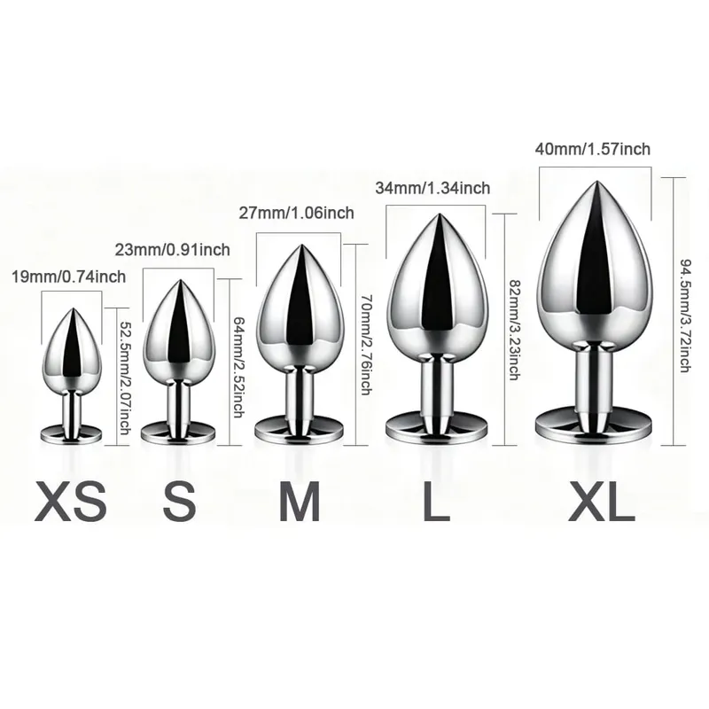 Metal Anal Plug 5 Size Butt Plug Butt Toy Adult Game Masturbator Anal XS/S/M/L/XL Diamond Sex Toy for Adult Products — image 3