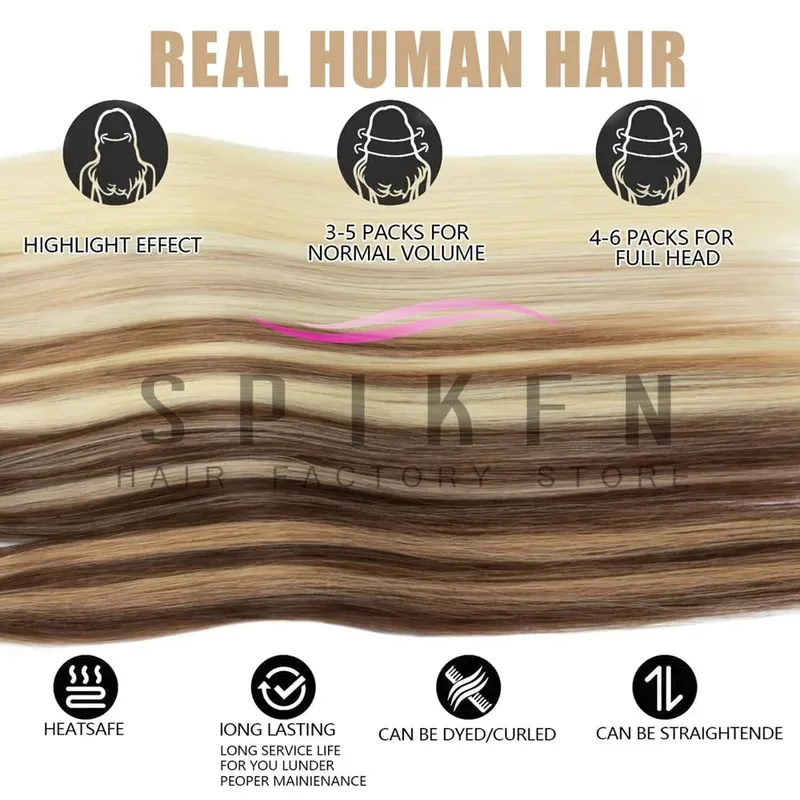 Mini bande naturelle noire brune blonde dans les Extensions de cheveux humains 12 "-20" bande adhésive de trame de peau bande de cheveux Ons 10 pcs/paquet pour les femmes