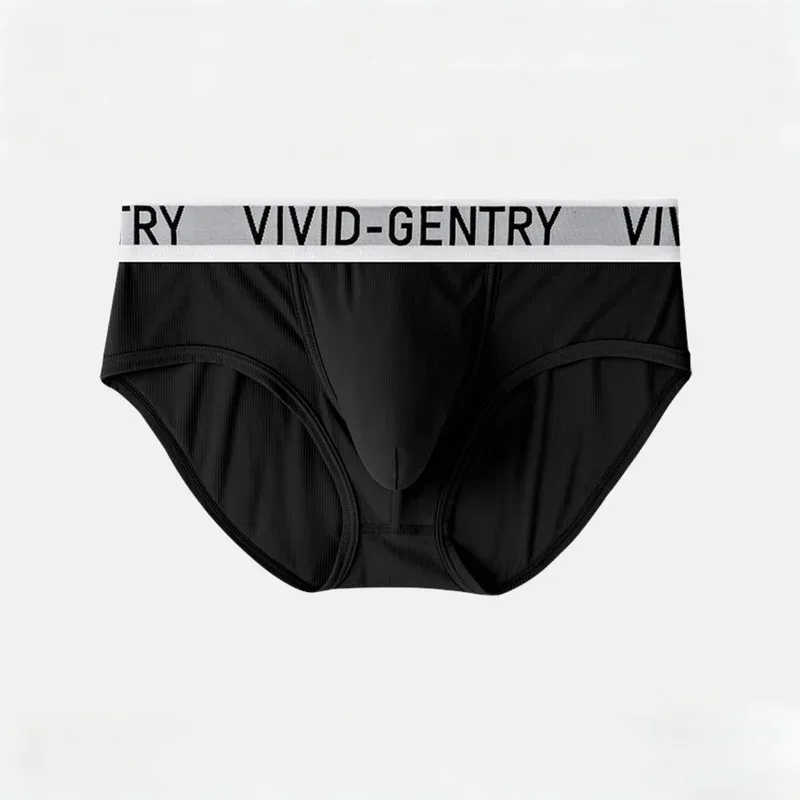 Men's Elastic Ice Silk Underwear Sexy Big U Convex Pouch Briefs Korean Youth Breathable Sports Panties Solid Mid Waist Underpant