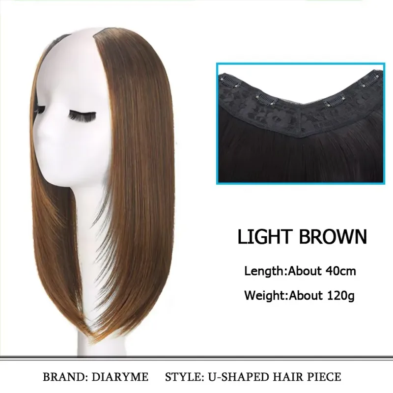 Synthetic Hair Pieces Invisible Clip In Hair Pad High Hair Pieces In Hair Extension Fluffy Synthetic Natural Wig For Women