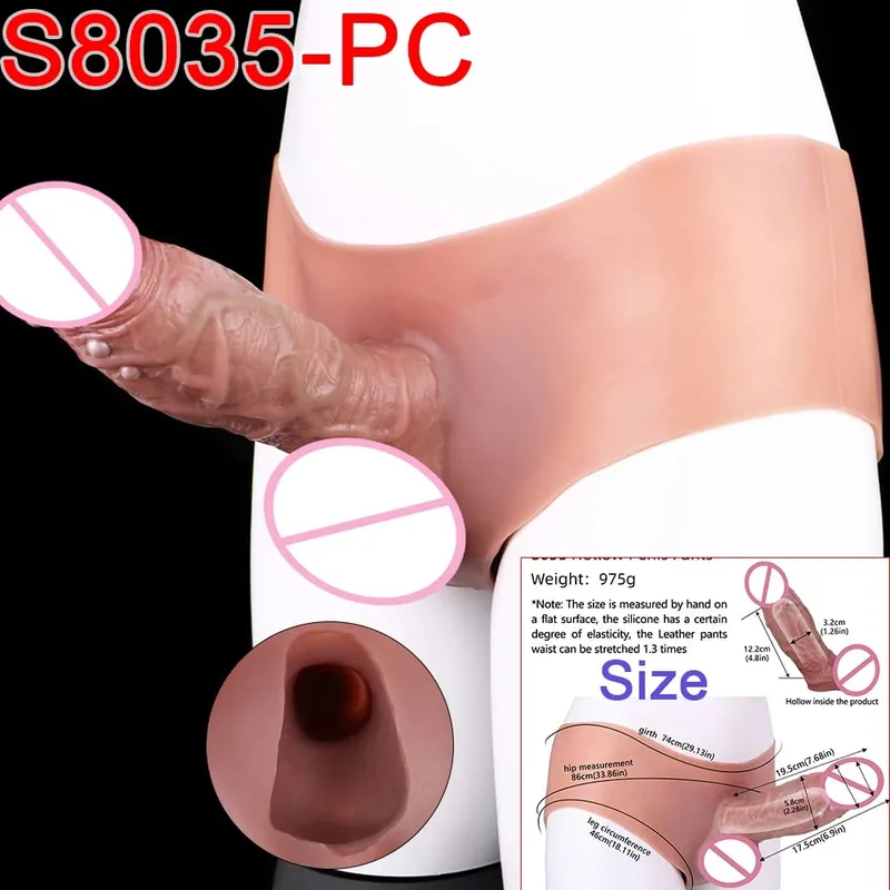 Male Strap-On Long Hollow Dildo Ultra Realistic Penis Extend Sleeve Pants насадка на член Male Cock Cover Sex Toys — image 26