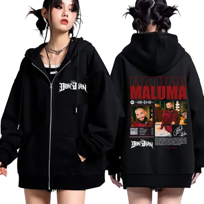 Rapper MALUMA Tour 2025 Graphic Zip Up Hoodie Men's Women Fashion Hip-hop Pullover Long-sleeved Thick Casual Zipper Sweatshirts