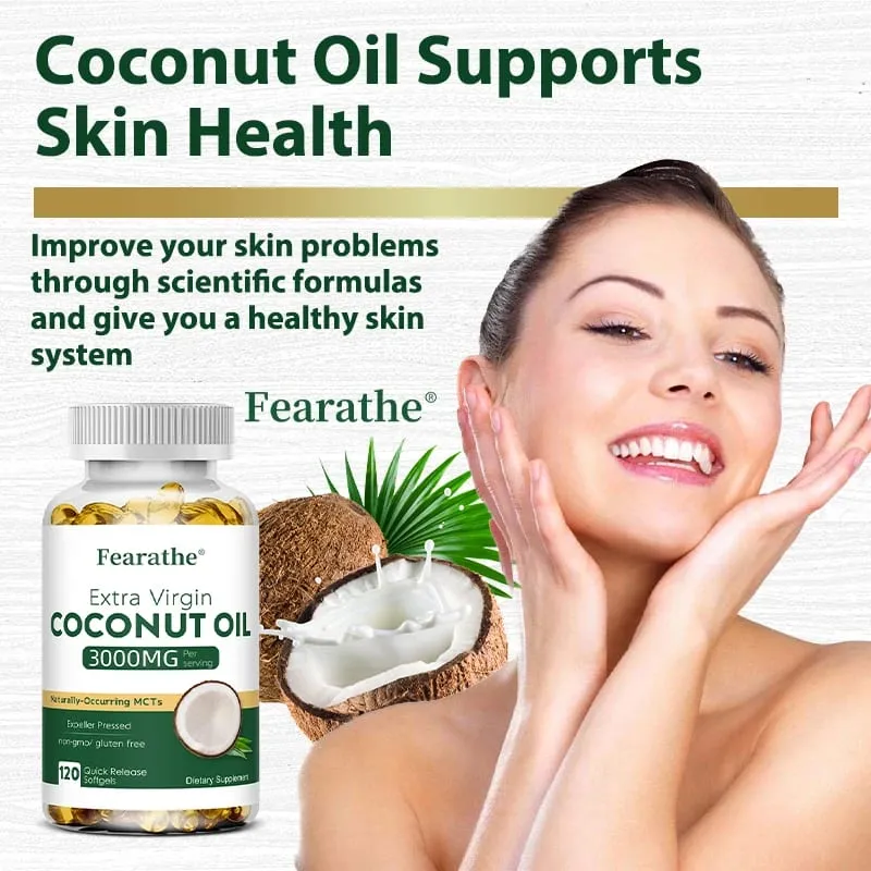 Extra Virgin Coconut Oil 3000mg 30/60/120 Softgels Expeller Pressed Supplement Support for Hair Nails & Skin Health Non-GMO — image 3