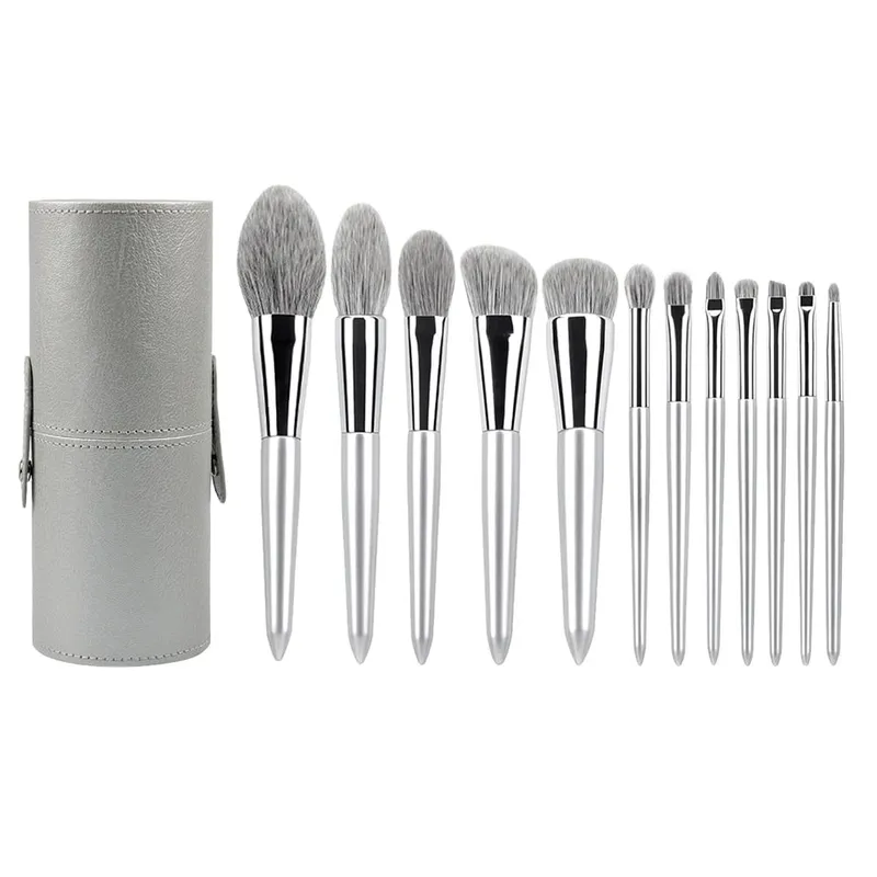 Kit Berus Mekap 12PCS Alat Mekap Bibir Bedak Asas Rambut Kambing Asli Asli Kontur Kening Pembayang Mata — image 6