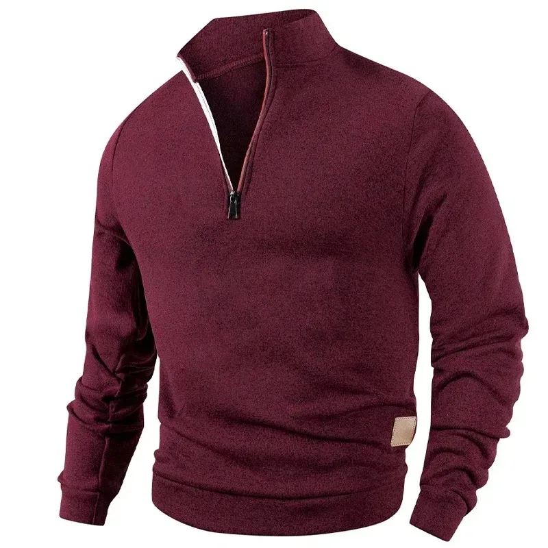 Animal Game Men's Half Zipper Sweatshirts Long Sleeve Solid Pullover Turtleneck Streetwear Warm Jacket Sport Coats Outerwear