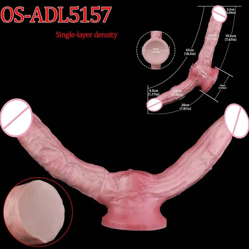 47 cm Realistische Lange Dildos Doppel Kopf Anal Vaginal Stimulator Sex Spielzeug Mit Sauger Für Lesbische Paare Homosexuell Männer erwachsene Werkzeuge