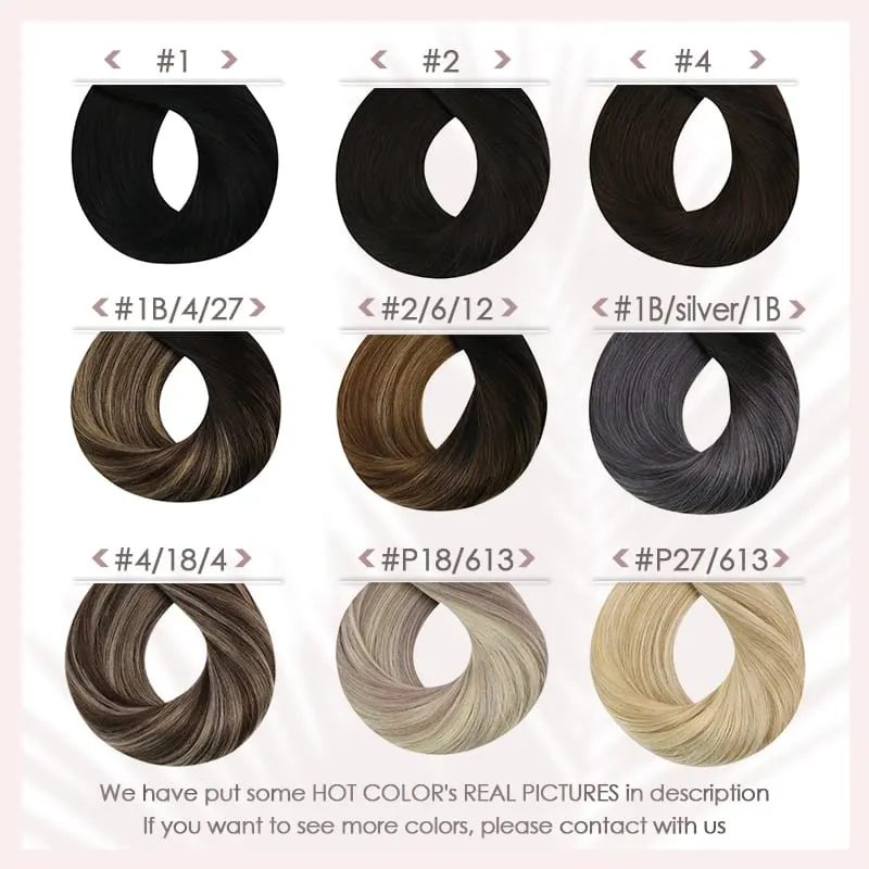 Ugeat Flat Tip Hair Extensions Human Hair Pre-Bonded Hair Extensions 14-24" Keratin Flat Human Hair Balayage Color Hair 1g/1s