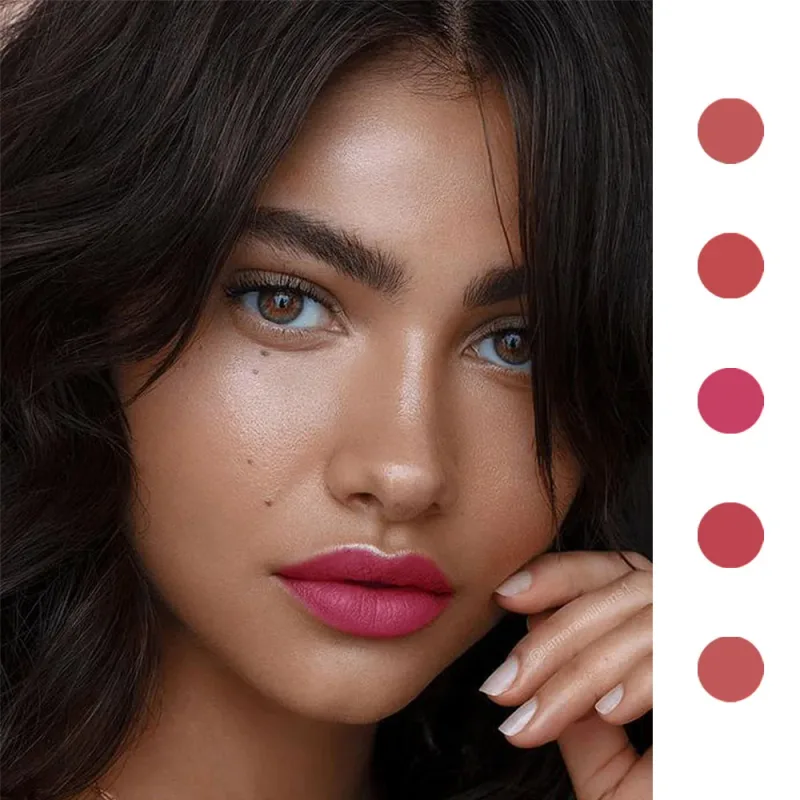 DNM 19 Färg Matt sammet flytande läppstift Vattenfast Håller Ej lätt att bleka Lipgloss Makeup Lila Röd Nude Lip Tint Kosmetika