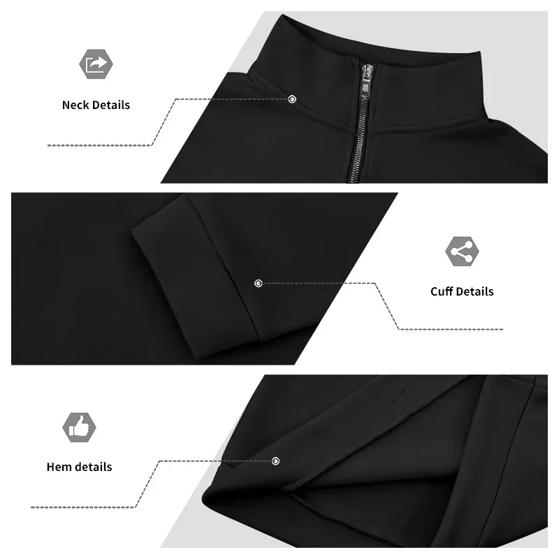 2026 New Fleece Lined Half Zip Sweatshirt for Men, Autumn Winter Solid Color Plus Size Casual Pullover Hoodie Daily Leisure Wear