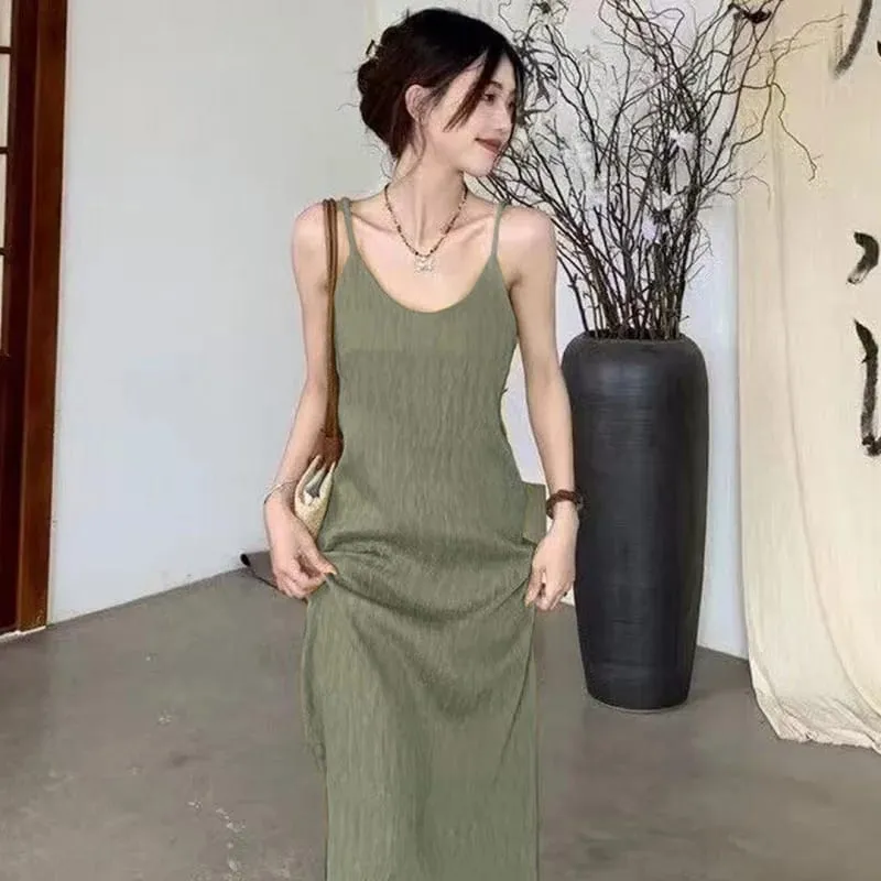 Summer French Style Long Dress for Women Adjustable Strap Slim Fit Flowy Maxi Dress Elegant Boho Beach Cocktail Party Dress — image 5