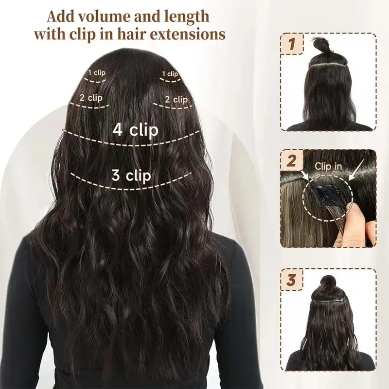 Synthetic 24Inch 7pcs/set Long Curly Clip In Hair Extensions Heat Resistant Fluffy Hairpiece for Women Daily Party Use — image 5