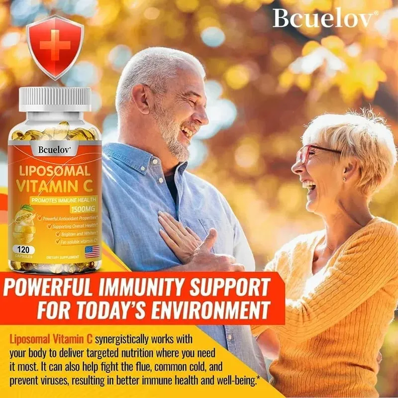 Capsules de vitamine C liposomale, puissant antioxydant, favorise la production de collagène, soutient la santé de la peau, 1500 mg