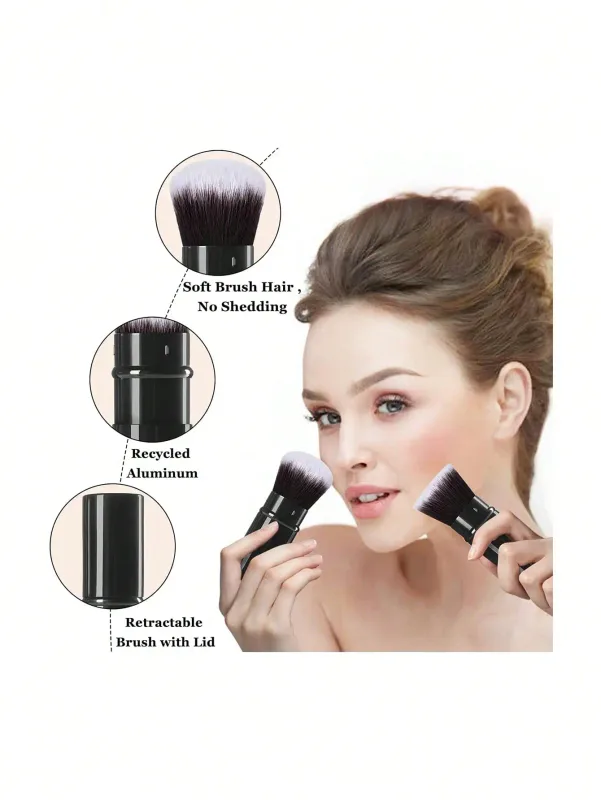 1-2 Telescopic Makeup Brushes Travel Kabuki Foundation Makeup Brushes Facial Blush Brushes Are Used To Mix Liquids Blushes
