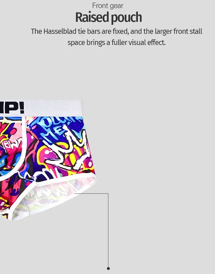 Cueca boxer masculina de mistura de algodão e nylon, cueca boxer com estampa graffiti, cintura elástica larga, não apertada, roupa íntima esportiva, 1 peça