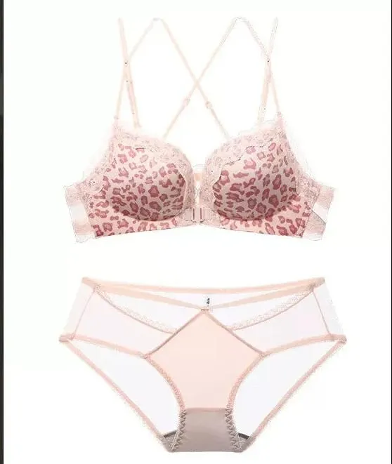 Women Leopard Front Closure Push Up Bra Small Bust Anti Spill Side Support Sexy Back Brassiere Size 32-38ABC Daily Wear Lingerie — image 9