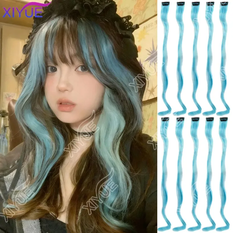 10Pcs Clip In Hair Clip In Wave Curly Hair Purple Red Wavy Hair With Clip In Hair Extension Synthetic 20inch Halloween Christmas — image 12