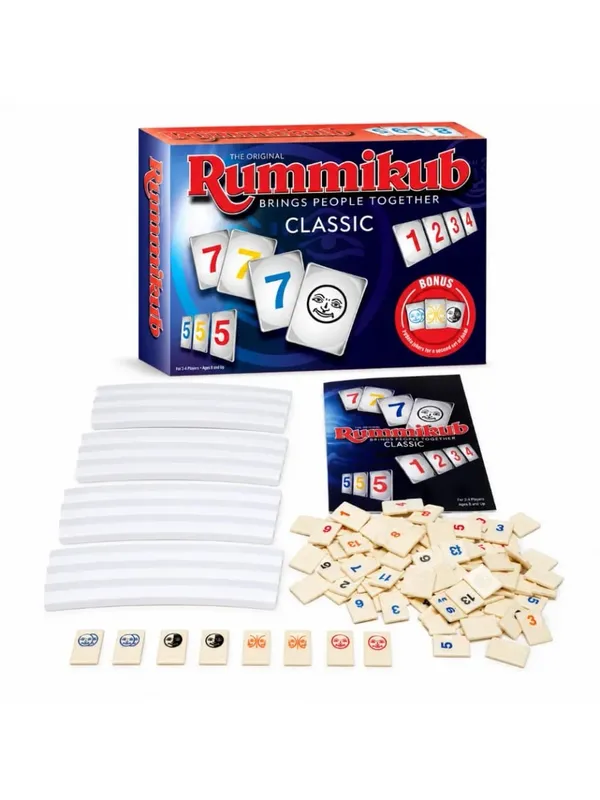 Rummikub Classic Number Tile Strategy Board Game with Racks Family Party Kids Adults English Version