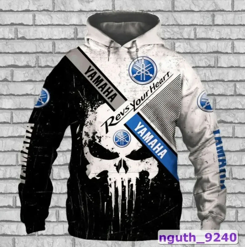 Yamaha men's 3D printed motorcycle hooded pullover shirt suitable for street wear and motorcycle riding — image 4
