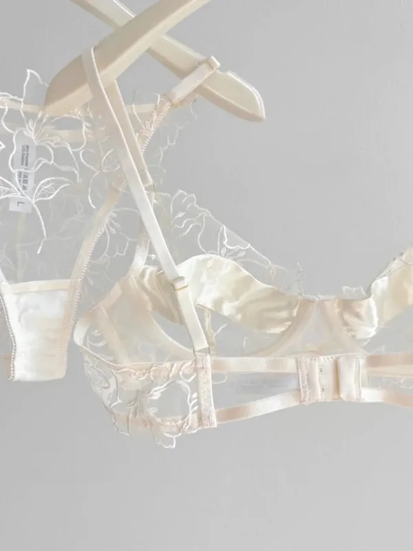Romantic Lace Lingerie Set Sheer Mesh Ultra-Thin Soft Underwire Minimizer for Full Bust & Push-Up for Small Bust — image 6