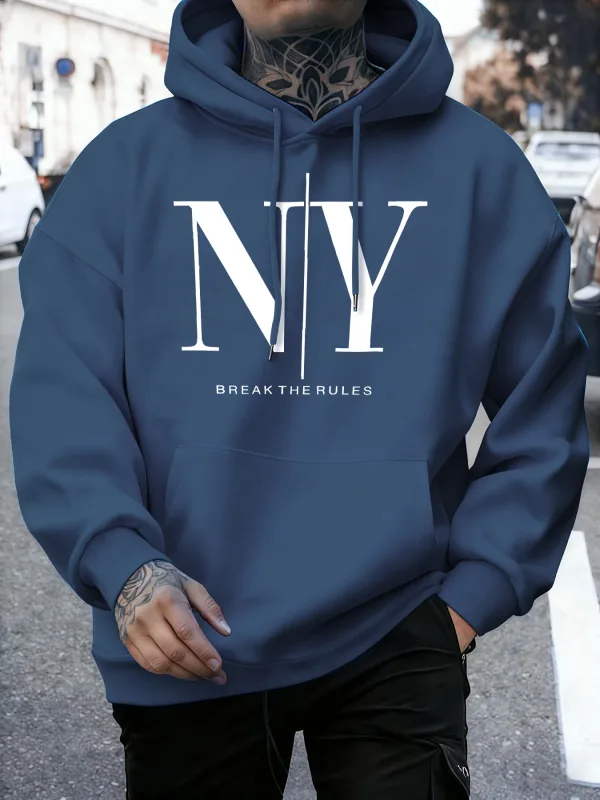 Break The Rules Yes No Prints Autumn Fleece Sweatshirts Men'S Soft Jogging Hoodie Street Comfy Pullovers Sport Loose Sportswears — image 2