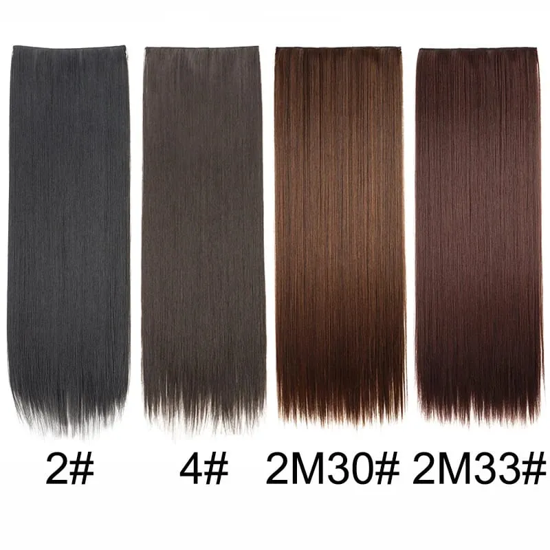 Synthetic 32Inch/40Inch Super Long Straight Clip In Hair Extensions Heat Resistant Hairpiece for Women Daily Party Use — image 5