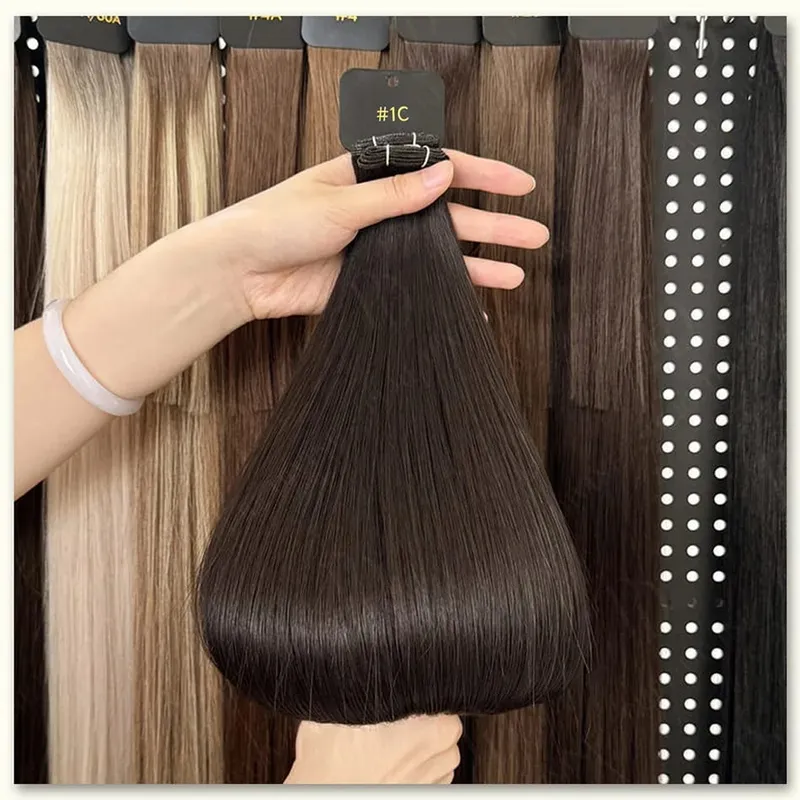 Hot Sale Genius Weft Human Hair Extensions 50g/pc Double Drawn Balayage Blonde Full End Invisible Straight Virgin Remy Hair 15A — image 2