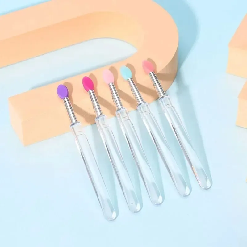 3/5/10Pcs Soft Silicone Lipstick Brush Lip Stick Applicator Portable Clear Handle Clean Microbrush Lipgloss Beauty Tool