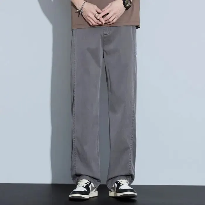 Men's Summer Thin Lyocell Jeans Ice Silk Drape Wide-Leg Pants Loose Straight-Leg Elastic Ultra-Thin Trousers Sizes M-5XL — image 6