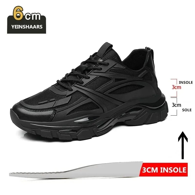 Four Seasons Thick and height-increasing sports shoes men's genuine leather mesh casual men's shoes trendy shoes