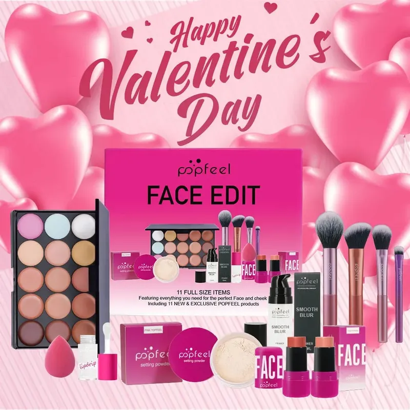 Coffret cadeau de maquillage pour la Saint-Valentin et les vacances – Kit de maquillage tout-en-un de 11 pièces pour filles et femmes avec correcteur — image 2